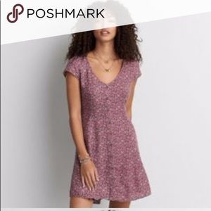 5/$15 American Eagle Floral Button Down Cut Out Back Lace Up Dress